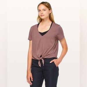 Lululemon Knot Gonna Fly SS V-neck PIMA COTTON active top Tee ANTIQUE Brown 6 S